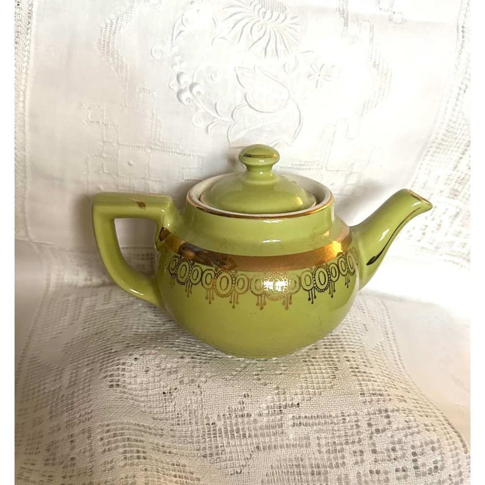 Vintage‎ Hall Teapot New York Green Gold 2 Cup